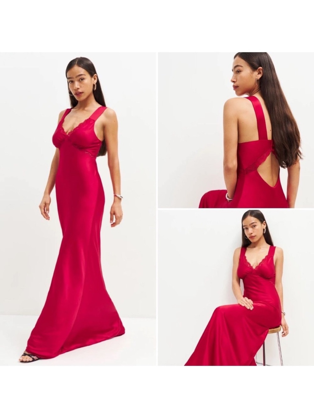 Reformation Red Chiara Silk Maxi Dress